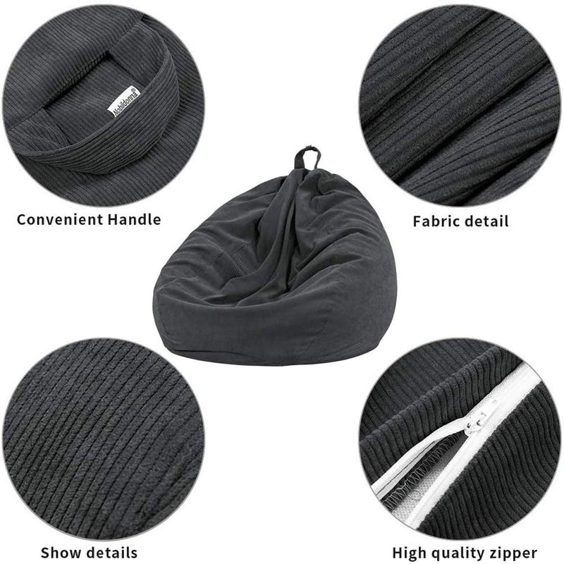 Nobildonna 3 ft Bean Bag Chair Cover (No Filler) for Adults and Kids  300L Extra Large Stuffed Animal Storage Bean Bag Washable Soft Premium Corduroy Stuffable Bean Bag Cover - Image 3